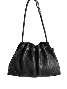 TOD’S Black Pebbled Leather Slouchy Razor Hobo Gathered Closure Design *FLAW*